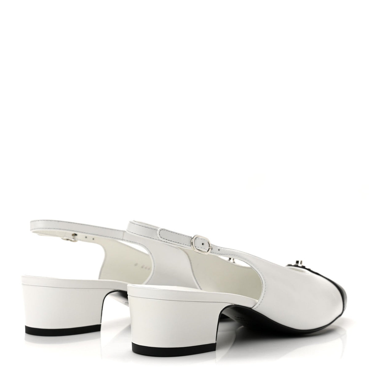 Goatskin Grosgrain Cap Toe CC Slingback Pumps 40 Black White
