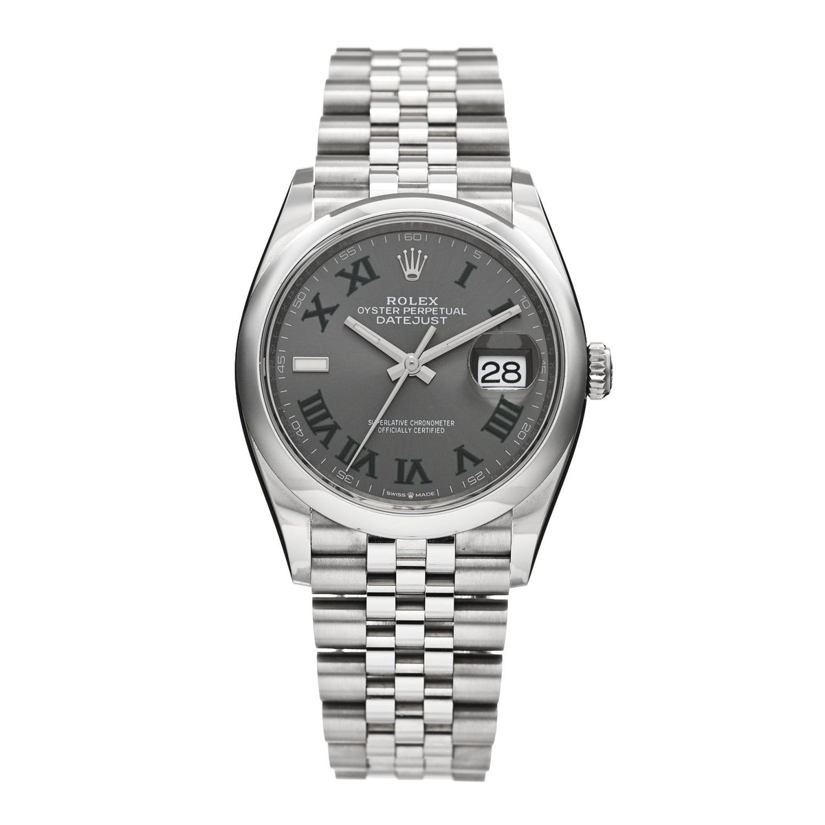 Stainless Steel 36mm Oyster Perpetual Wimbledon Datejust Watch Slate 126200
