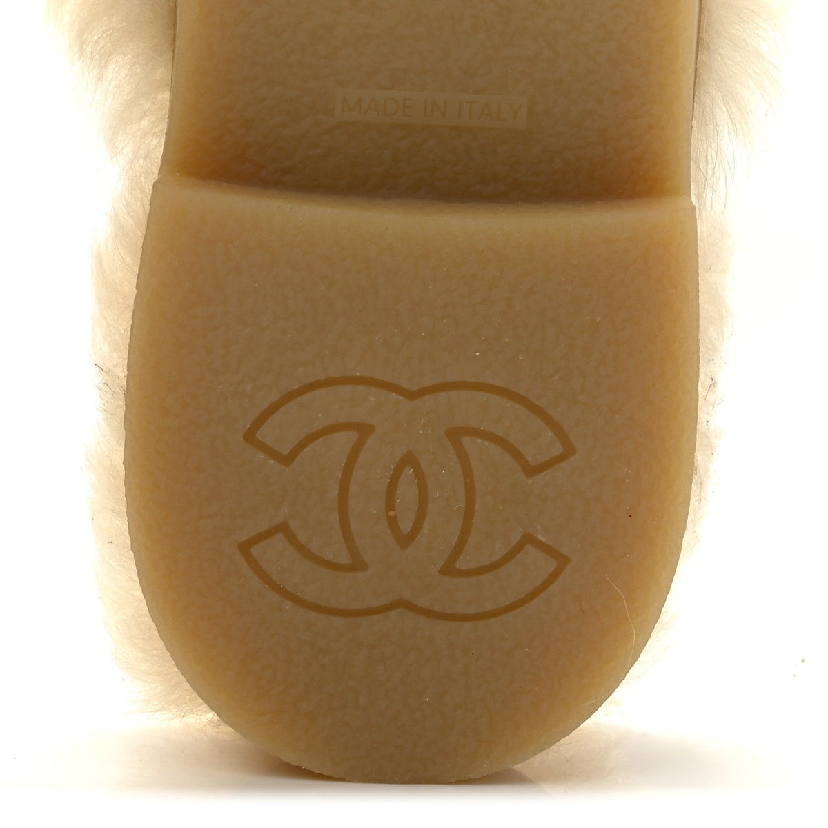 Suede Shearling CC Cap Toe Mules 40 Beige Black