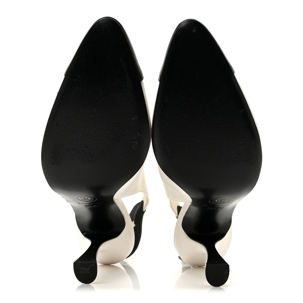 Lambskin Slingback Pumps 36.5 White Black