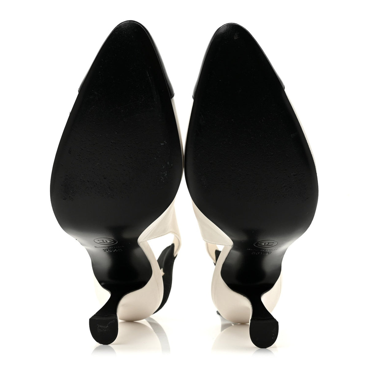 Lambskin Slingback Pumps 36.5 White Black