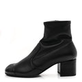 Stretch Lambskin Cap Toe CC Short Boots 38 Black