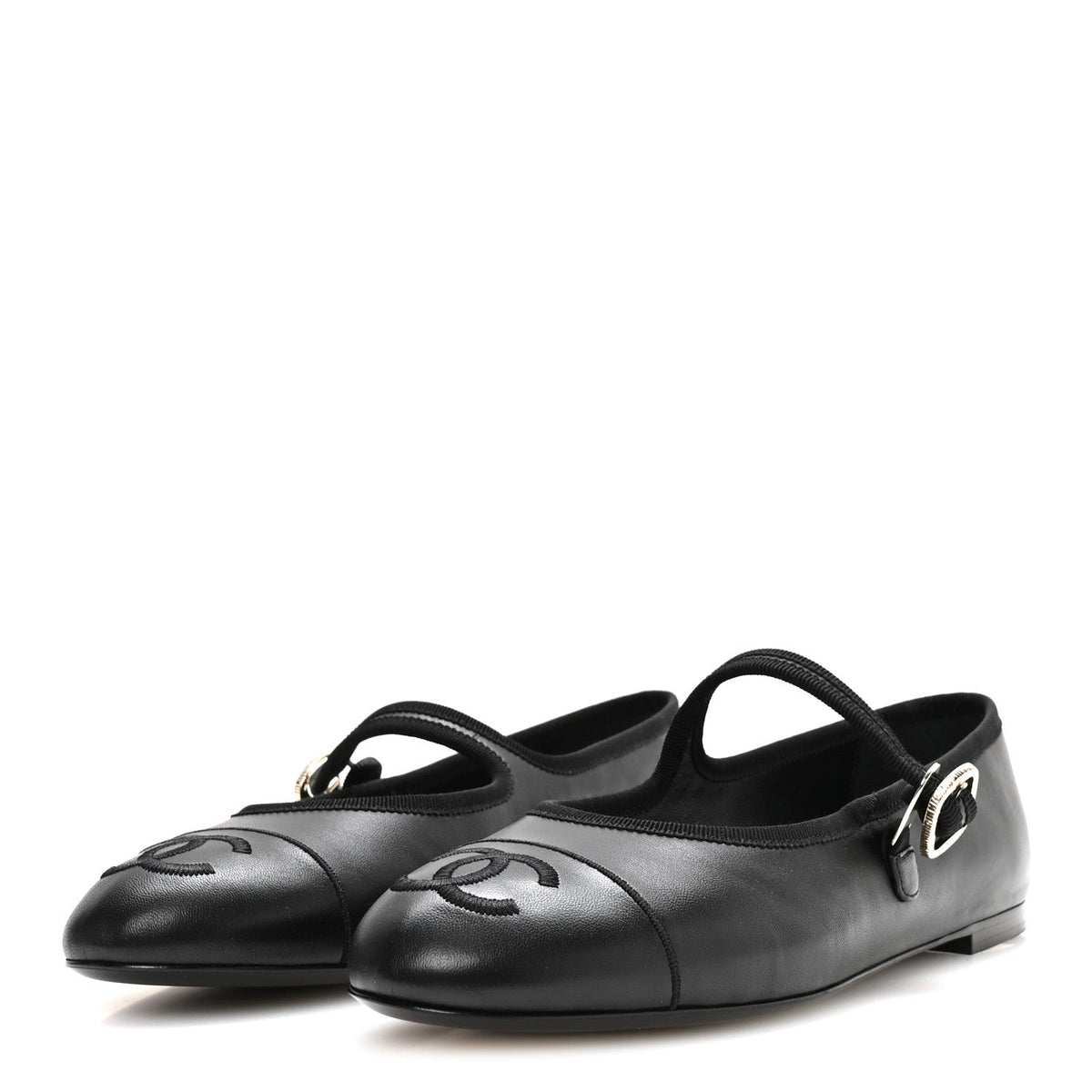 Lambskin Mary Jane Flats 40 Black