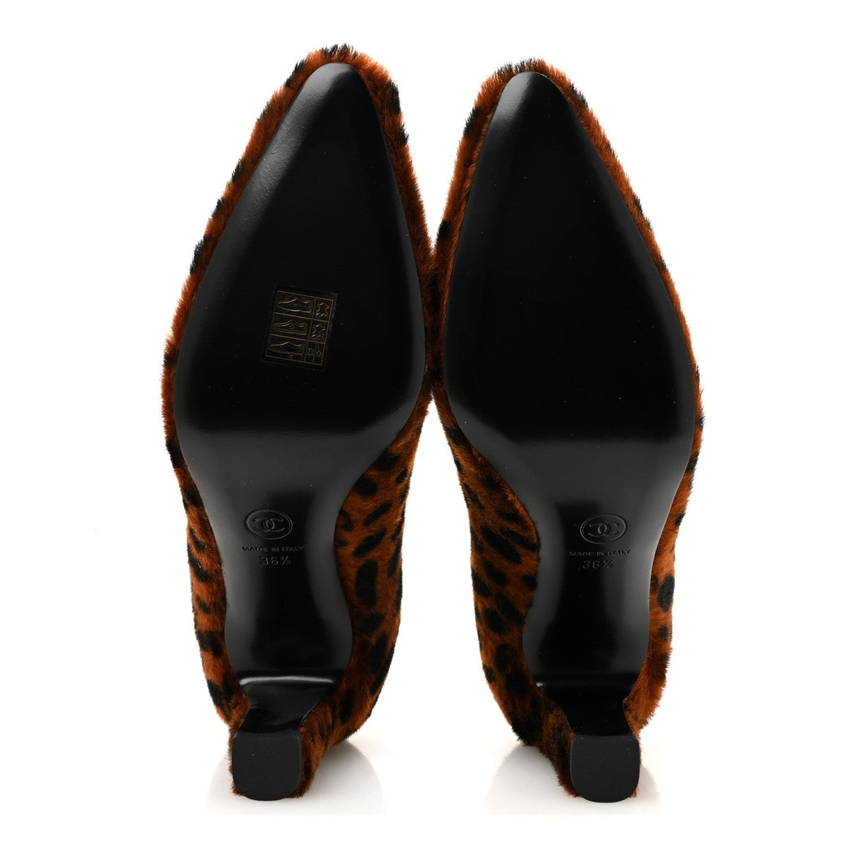 Pony Hair Lambskin Pumps 36.5 Brown Black