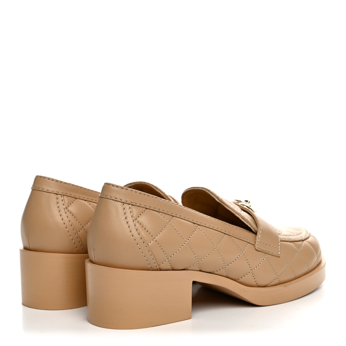 Lambskin Quilted CC Heart Loafers 37 Beige 37 Beige