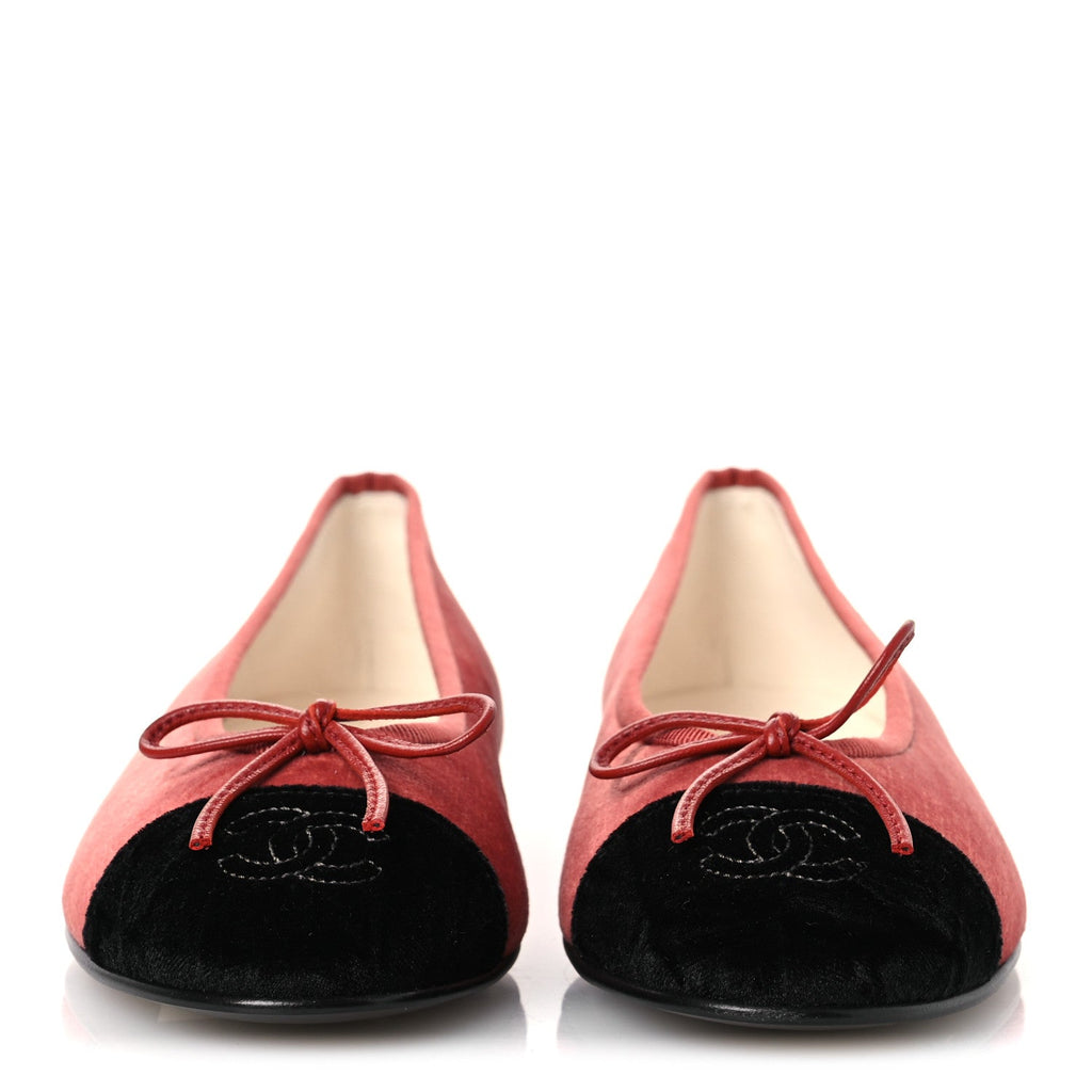 Velvet Cap Toe CC Ballerina Flats 36.5 Dark Pink Black