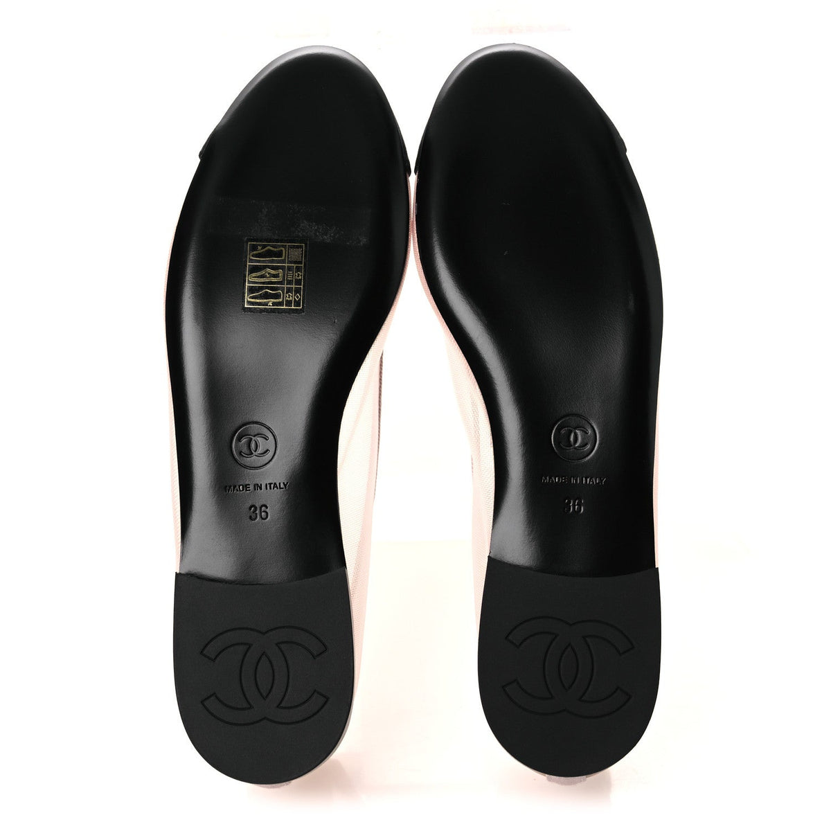 Mesh Grosgrain CC Ballerina Flats 36 Pink Black