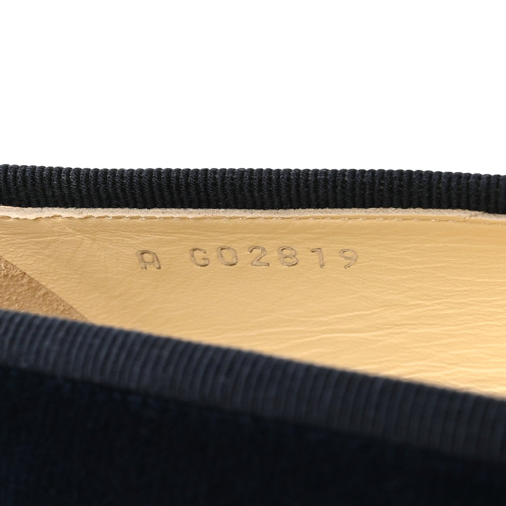 Velvet Grosgrain Cap Toe CC Ballerina Flats 37.5 Navy Black