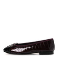 Patent Calfskin Crocodile Embossed Ballerina Flats  38 Dark Burgundy Black