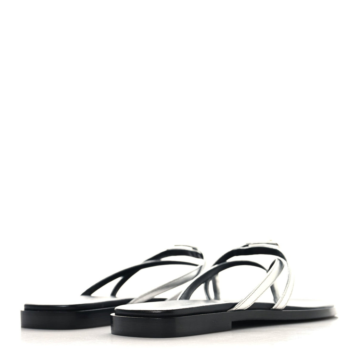 Metallic Goatskin Miss Sandals 37 Gris Argente