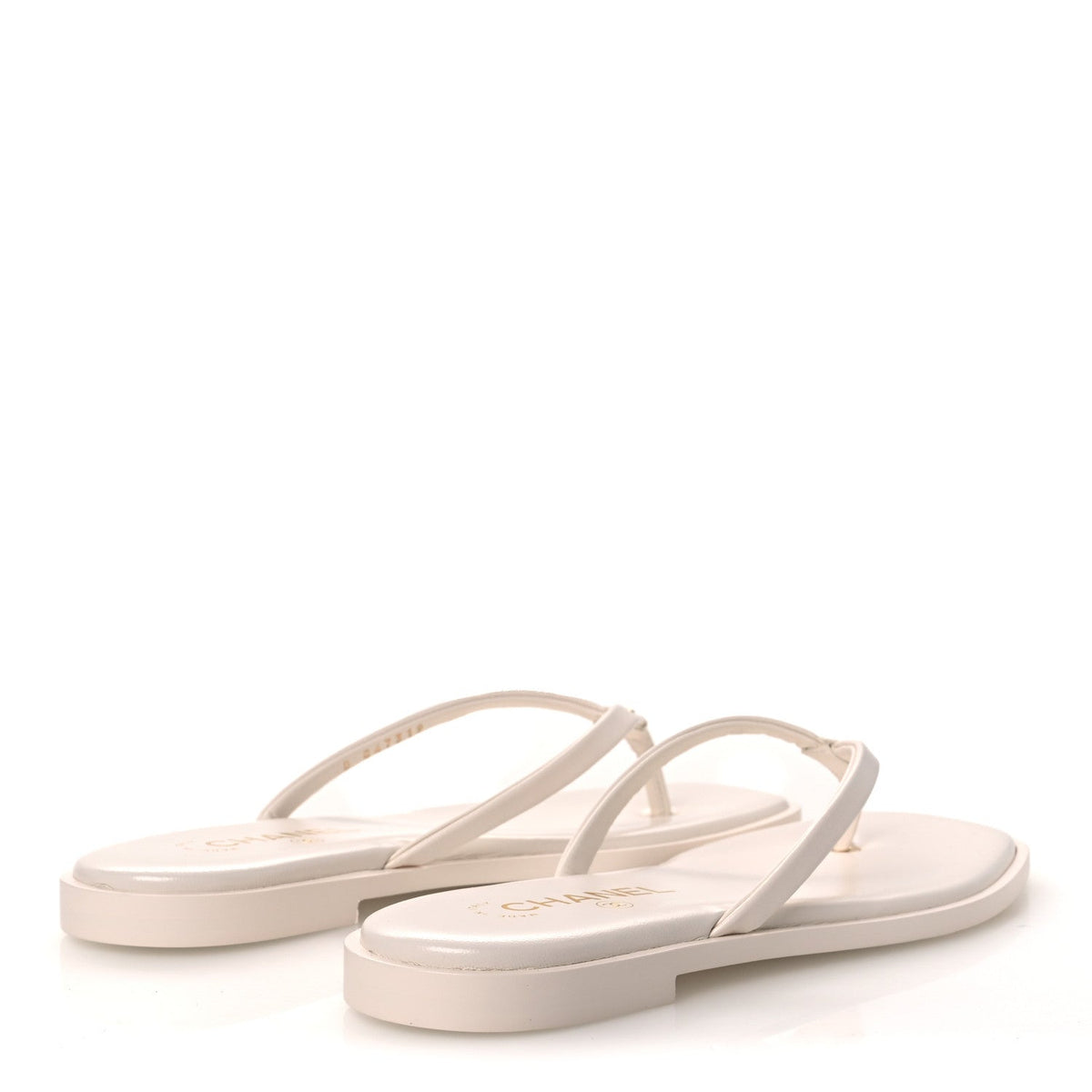 Goatskin CC Times Square Thong Sandals 38.5 Beige