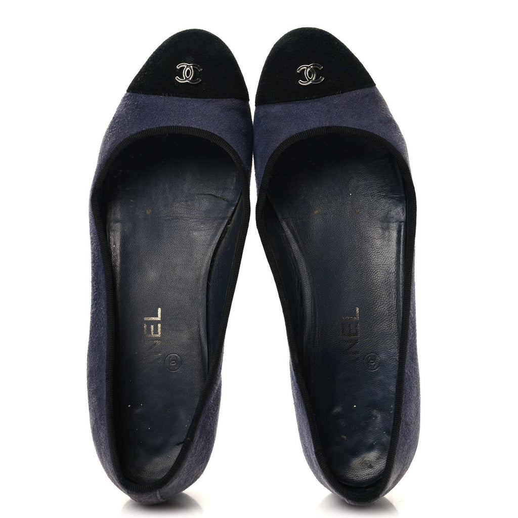 Suede Cap Toe CC Ballerina Flats 38.5 Blue Black