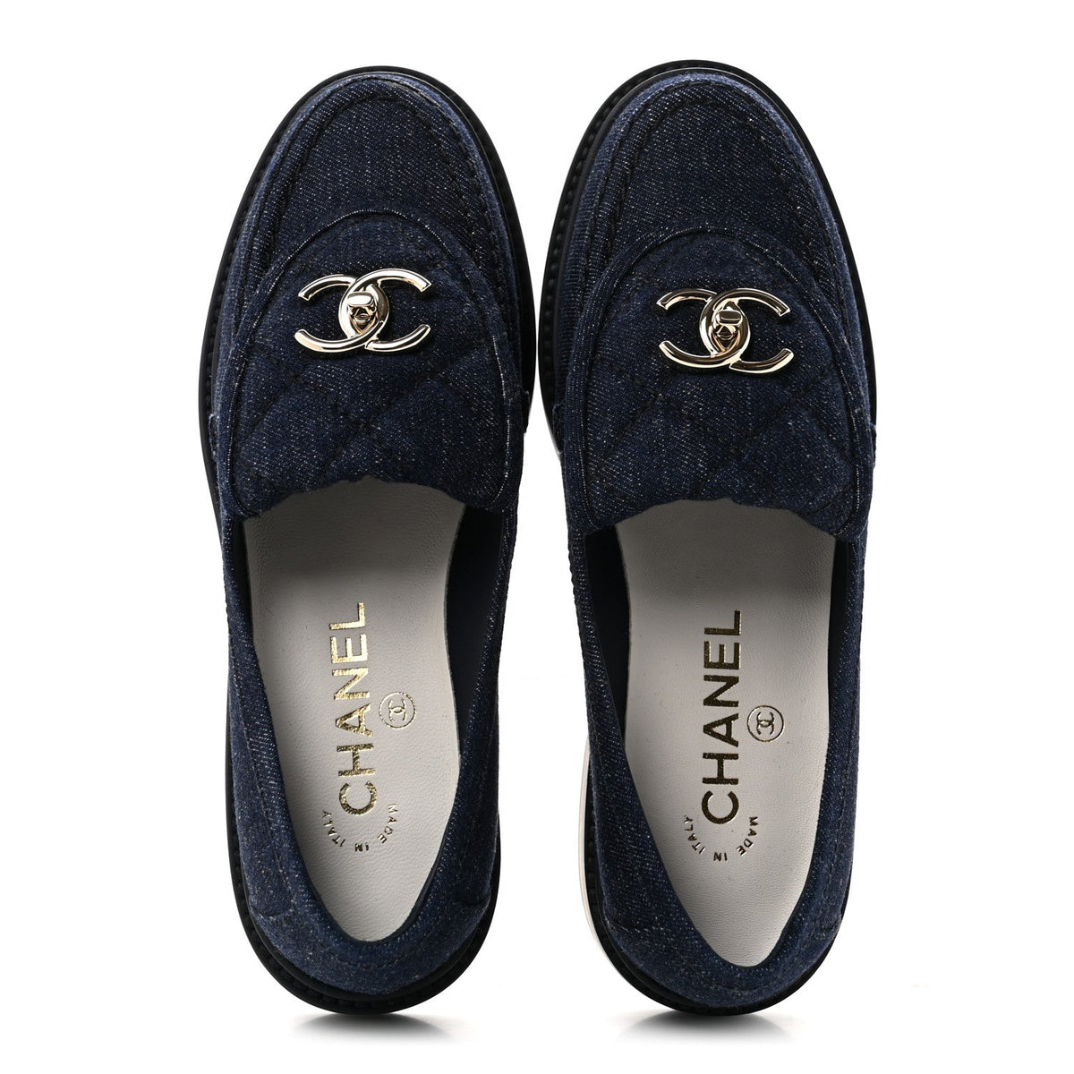 Denim CC Turnlock Loafers 36 Dark Blue