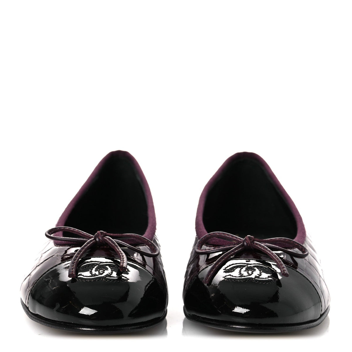 Patent Calfskin Crocodile Embossed Ballerina Flats  38 Dark Burgundy Black