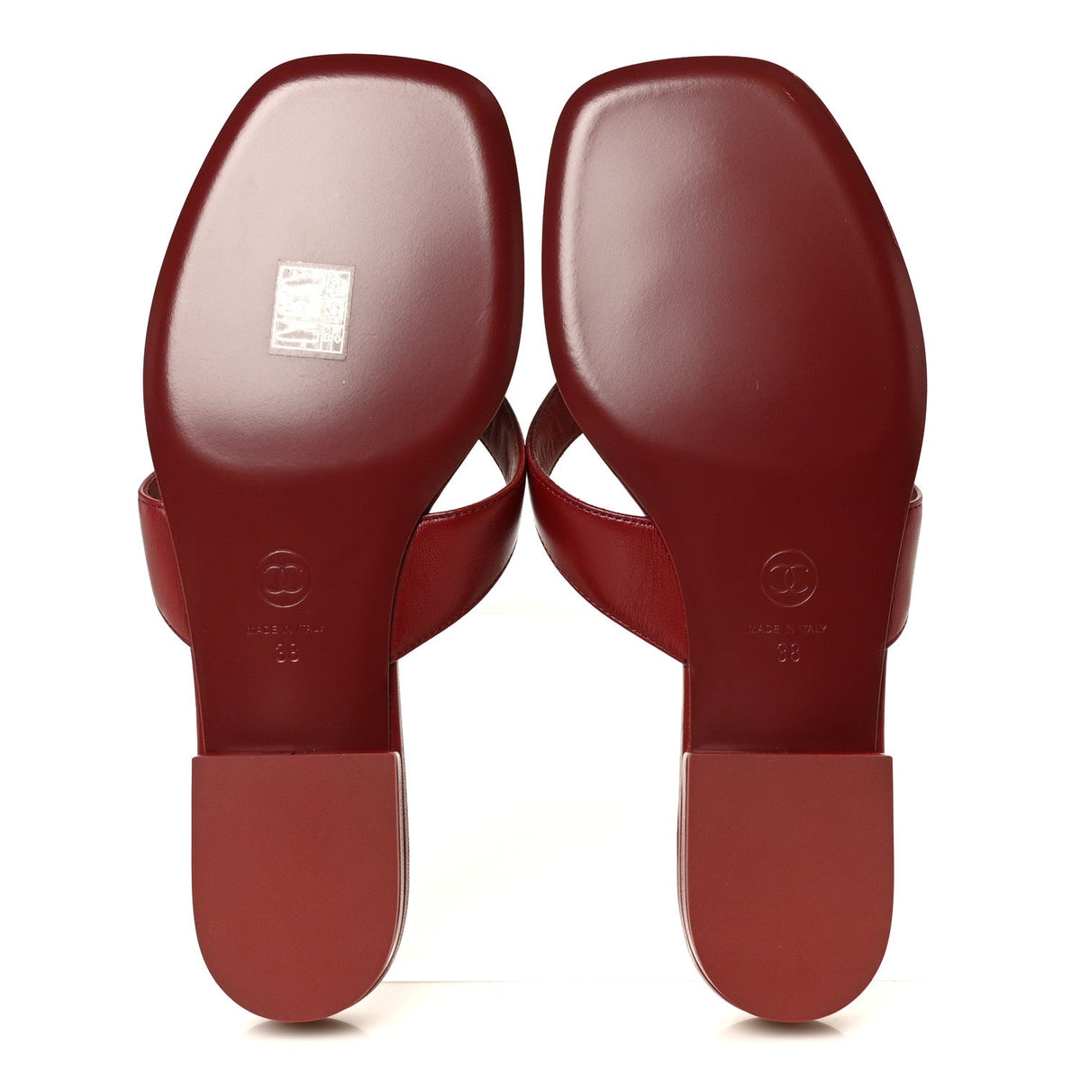 Lambskin CC Thong Sandals 38 Burgundy