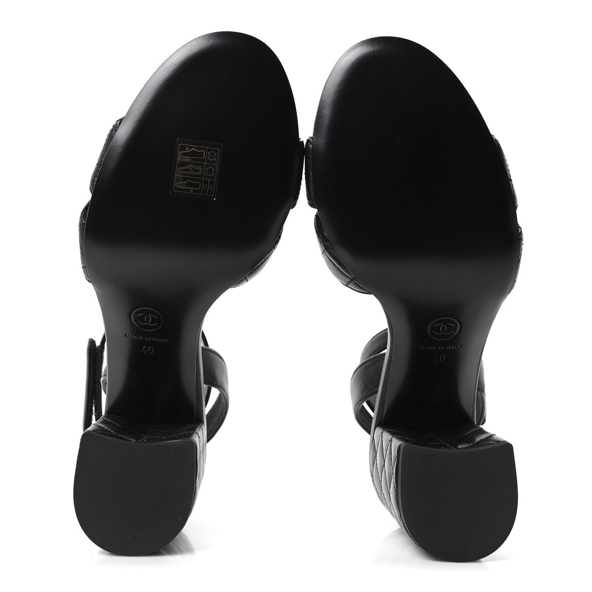 Lambskin Quilted Sandals 40 Black