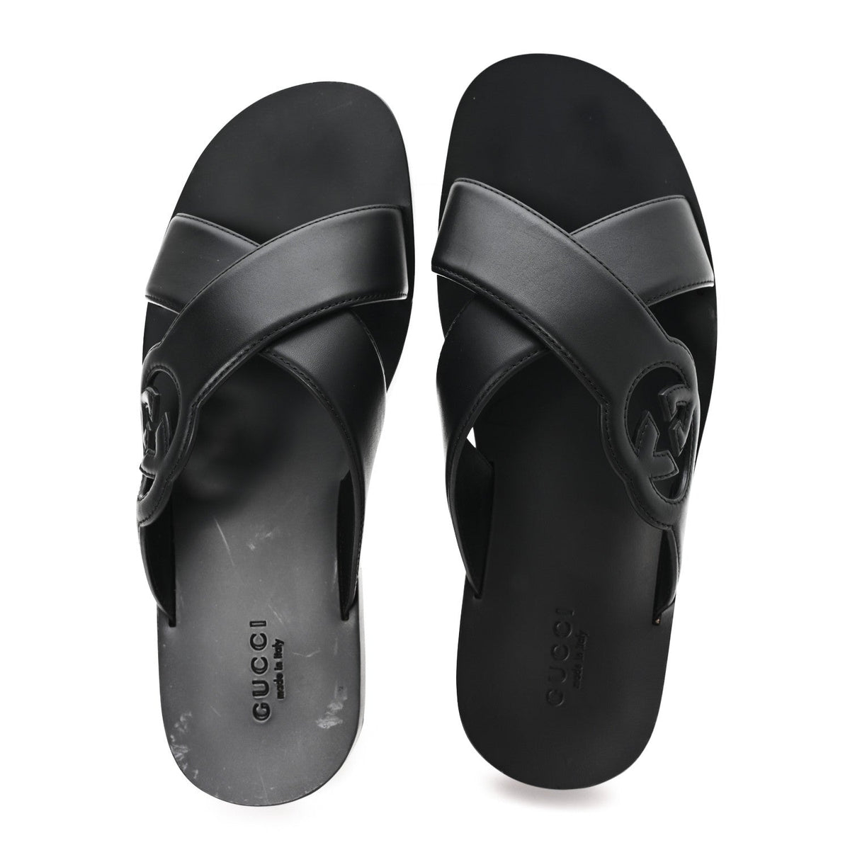 Cosmos Softy Calfskin Interlocking G Sandals 12 Black