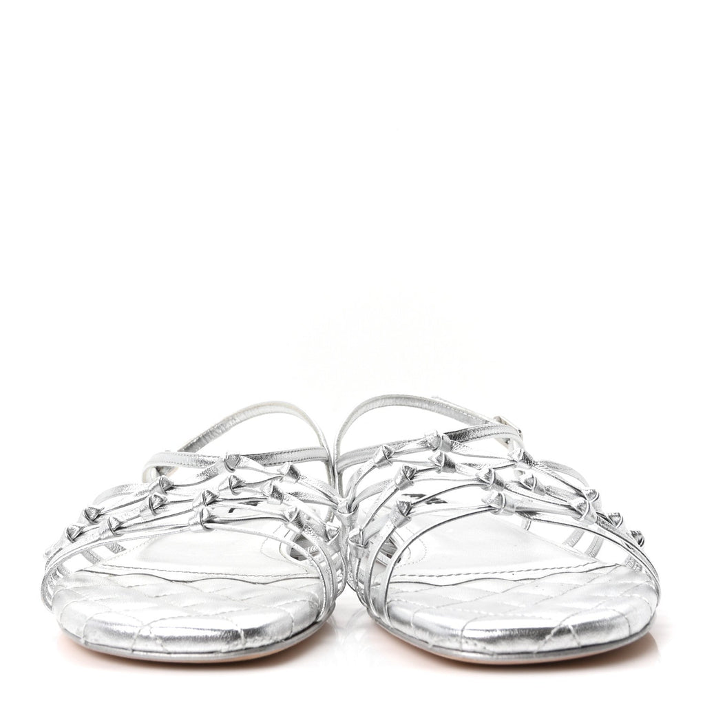 Laminated Lambskin CC Sandals 36.5 Silver