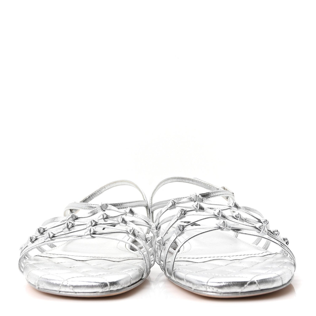 Laminated Lambskin CC Sandals 36.5 Silver