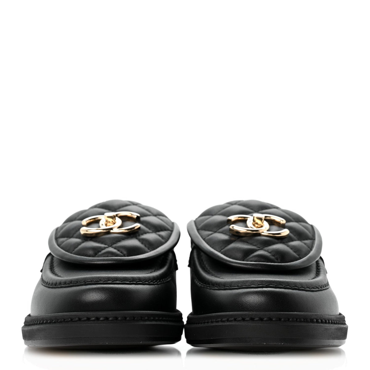 Lambskin Quilted CC Turnlock Loafers 37.5 Black