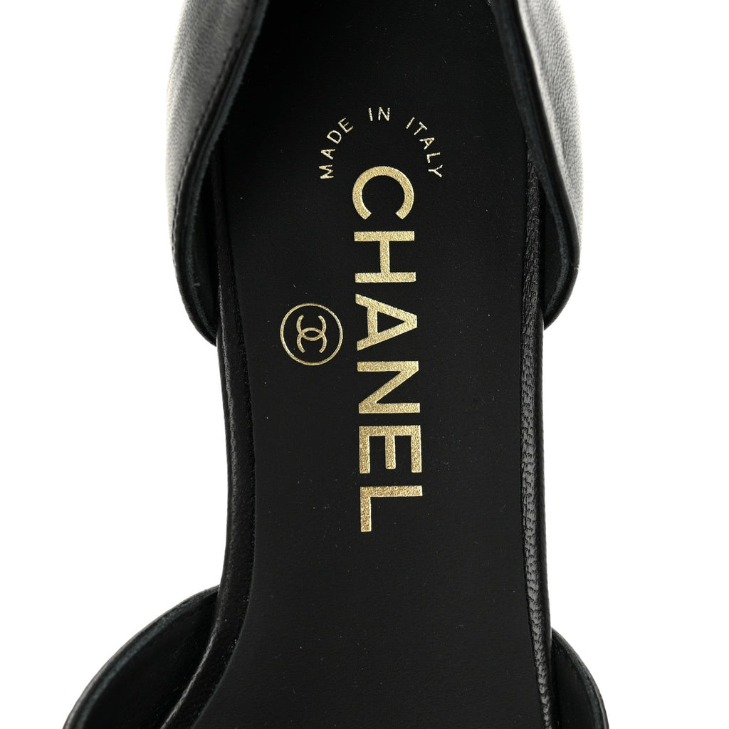 Lambskin Patent Calfskin Cap Toe Camellia Mary Jane Flats 36 Black