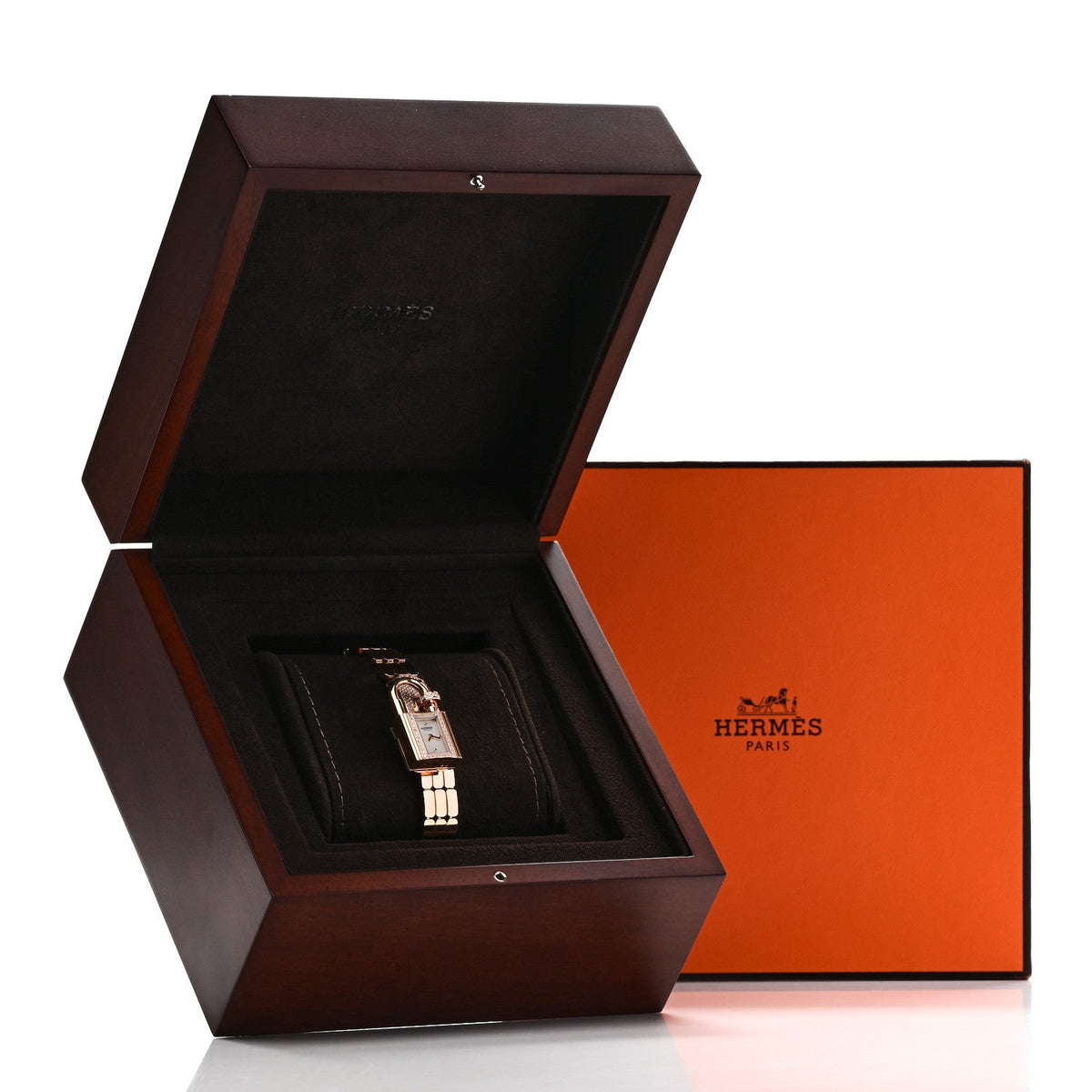 18K Rose Gold Diamond Pave 16mm Kelly Quartz Watch