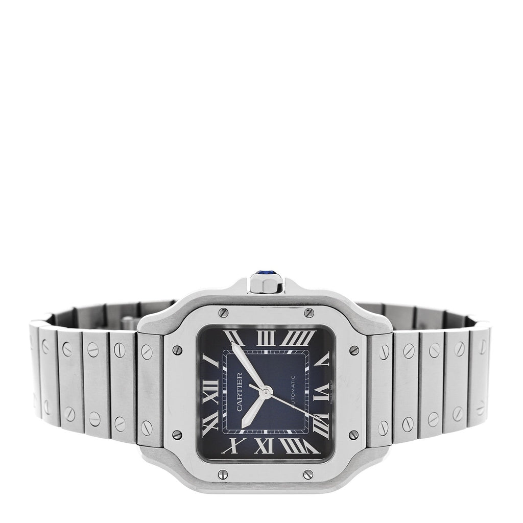 Stainless Steel 35mm Santos de Cartier Automatic Watch Blue