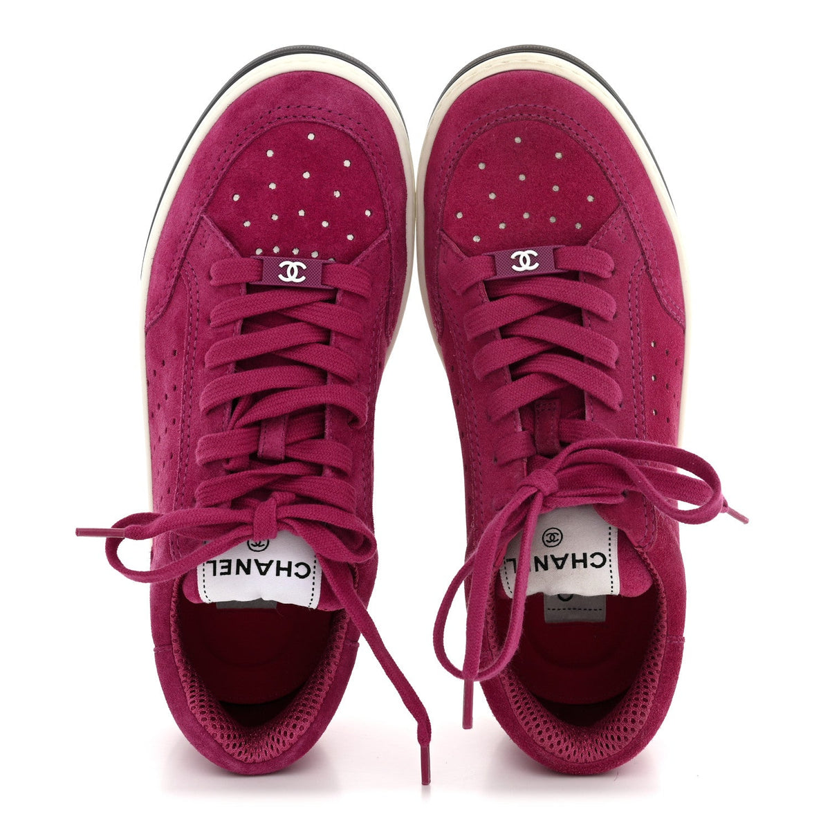 Suede Calfskin Logo Sneakers 37 Dark Pink
