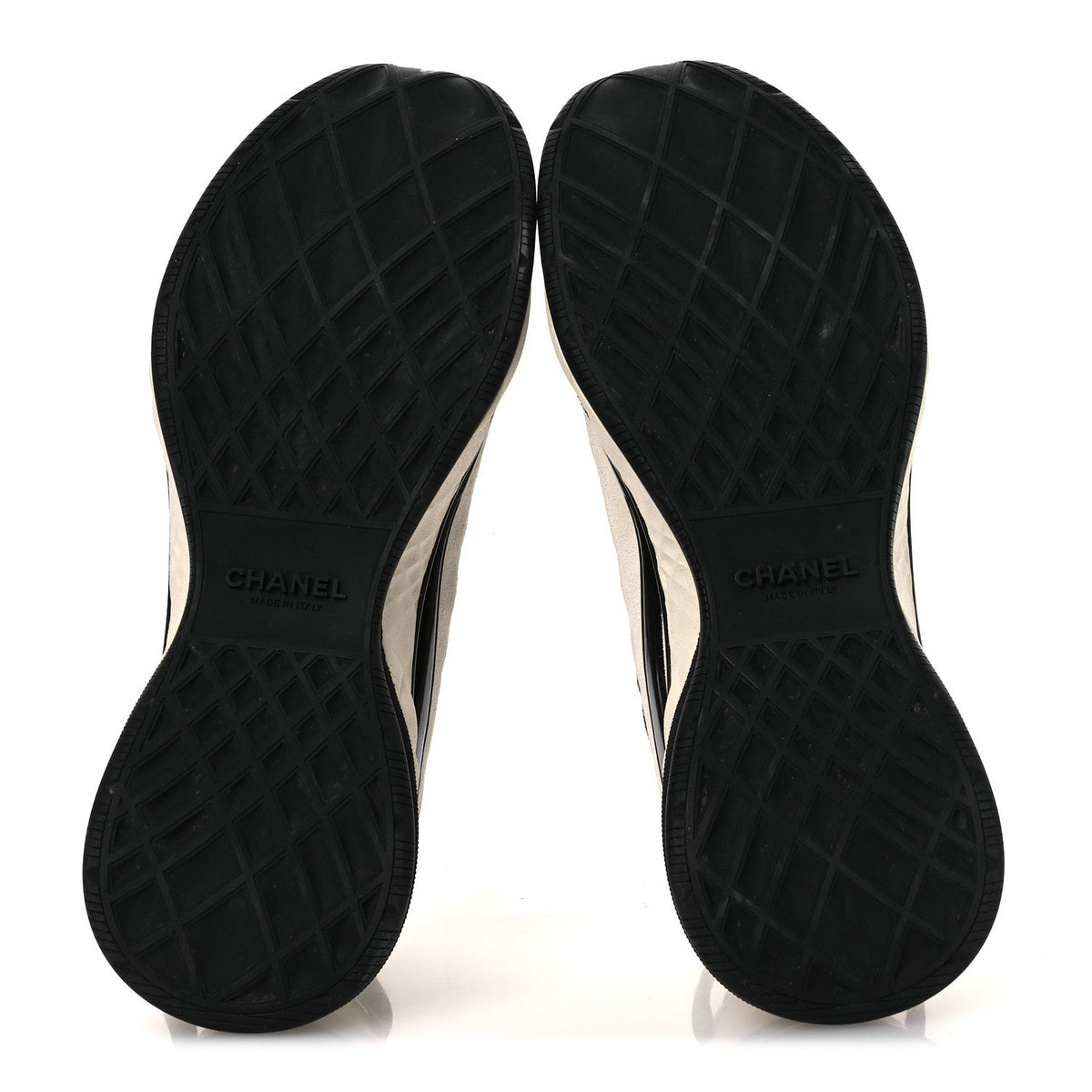 Fabric Suede Calfskin CC Sneakers 39.5 White Black