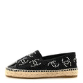 Neoprene Patent Calfskin Pearl CC Espadrilles 35 Black White