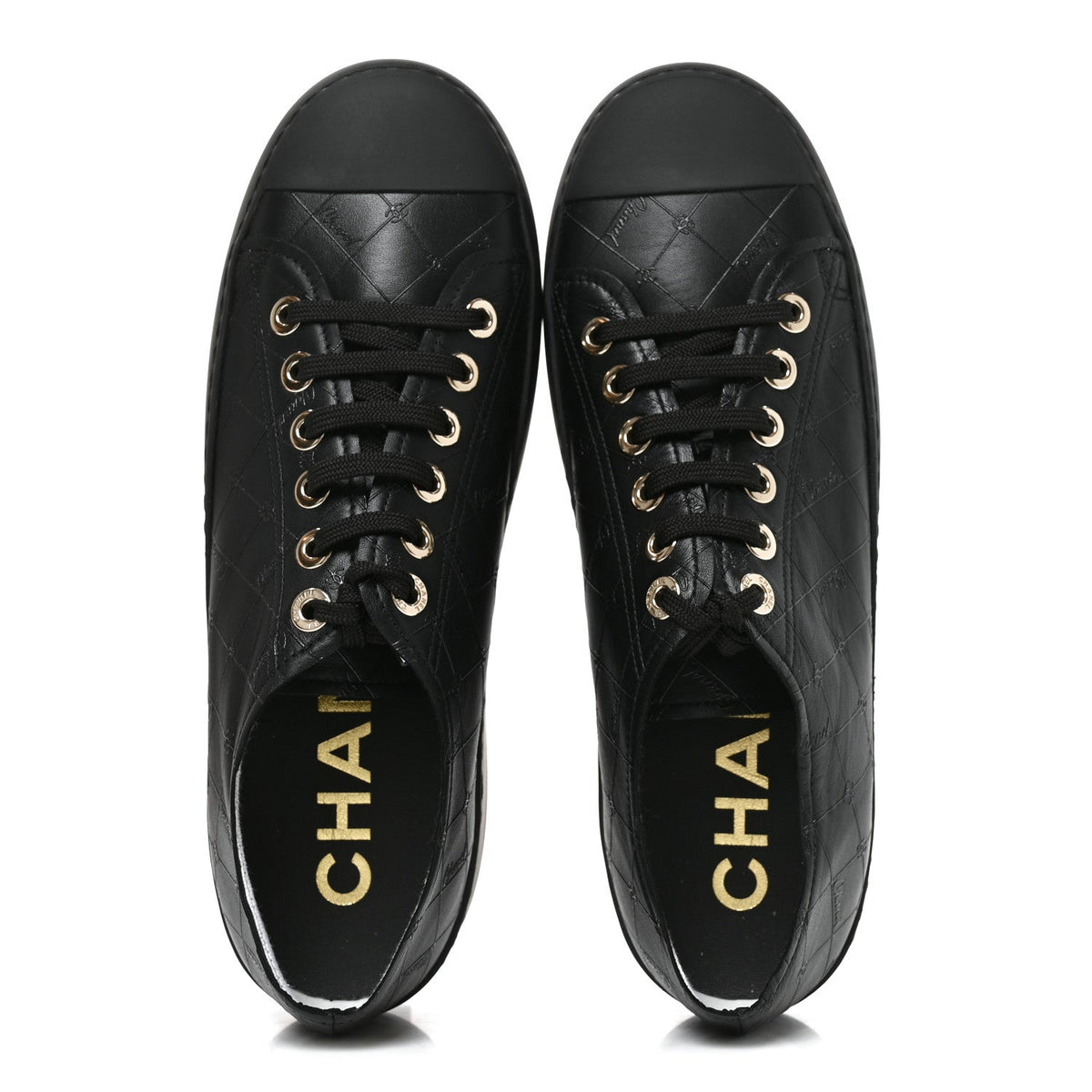 Lambskin Printed Logo Sneakers 41 Black