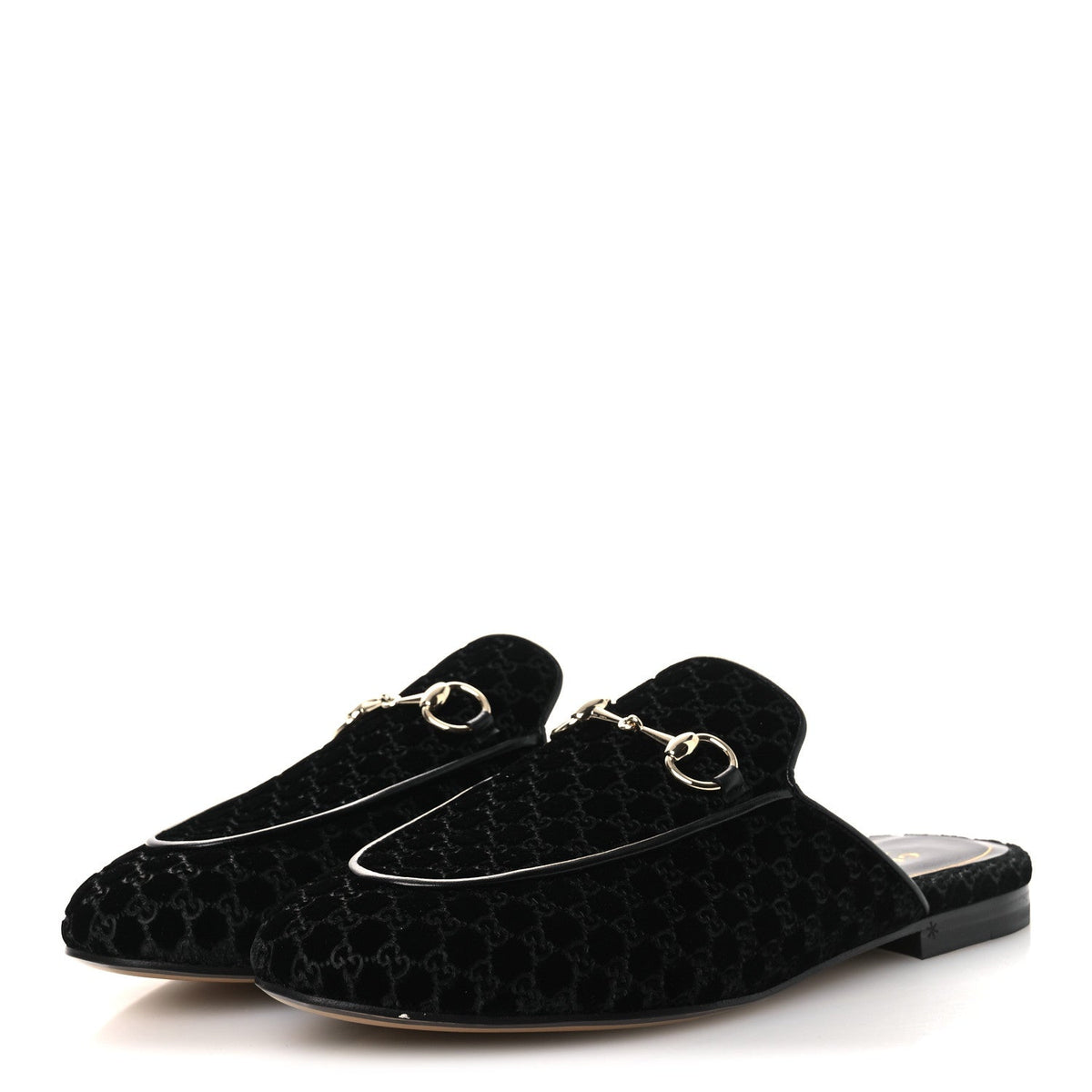 Velvet GG Monogram Womens Princetown Slippers 37.5 Black