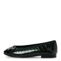 Crocodile Embossed Patent Calfskin Cap Toe CC Ballerina Flats 37.5 Dark Green Black