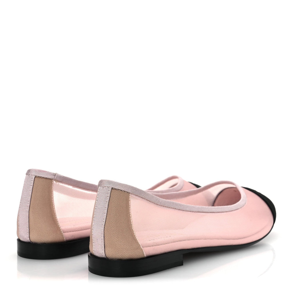 Mesh Grosgrain CC Ballerina Flats 39.5 Pink Black 39.5 Pink Black