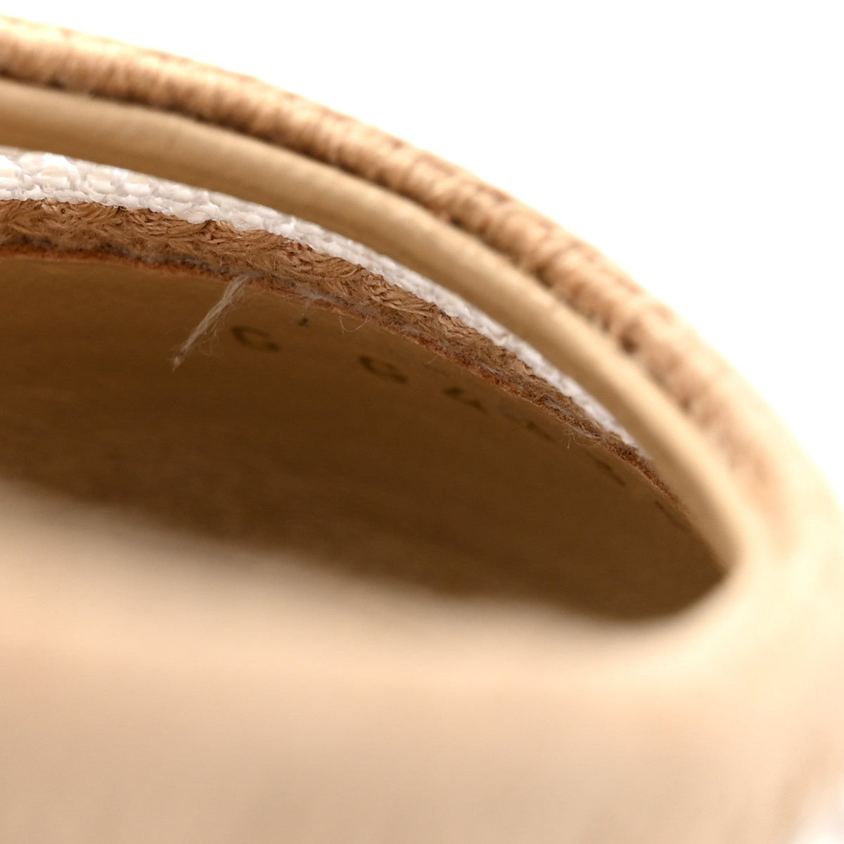 Raffia Cap Toe Ballerina Flats 38 White Beige