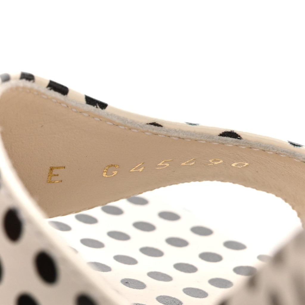 Printed Calfskin Polka Dot CC Platform Sandals 36.5 Ivory Black 37 Ivory Black
