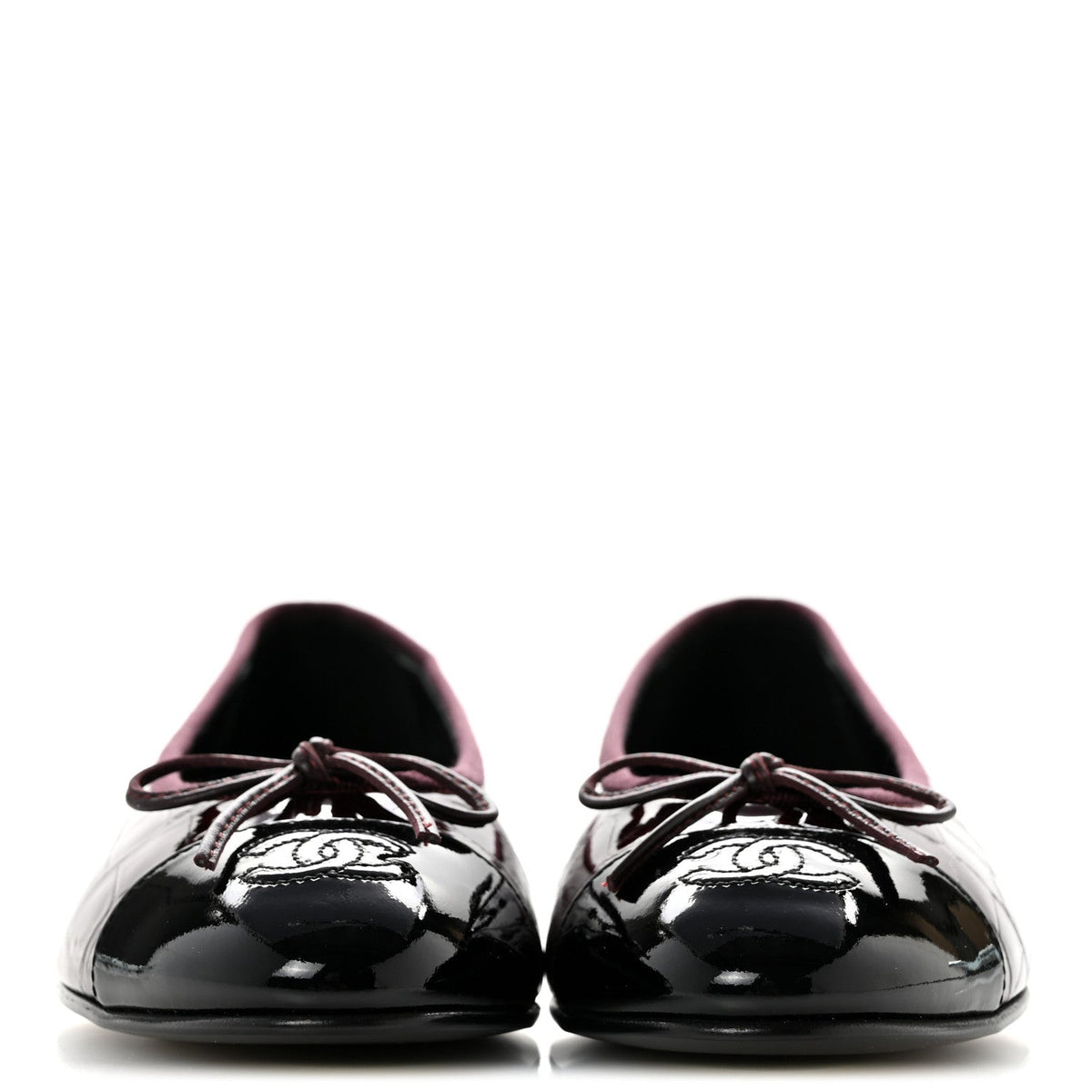 Patent Calfskin Crocodile Embossed Ballerina Flats 37 Dark Burgundy Black