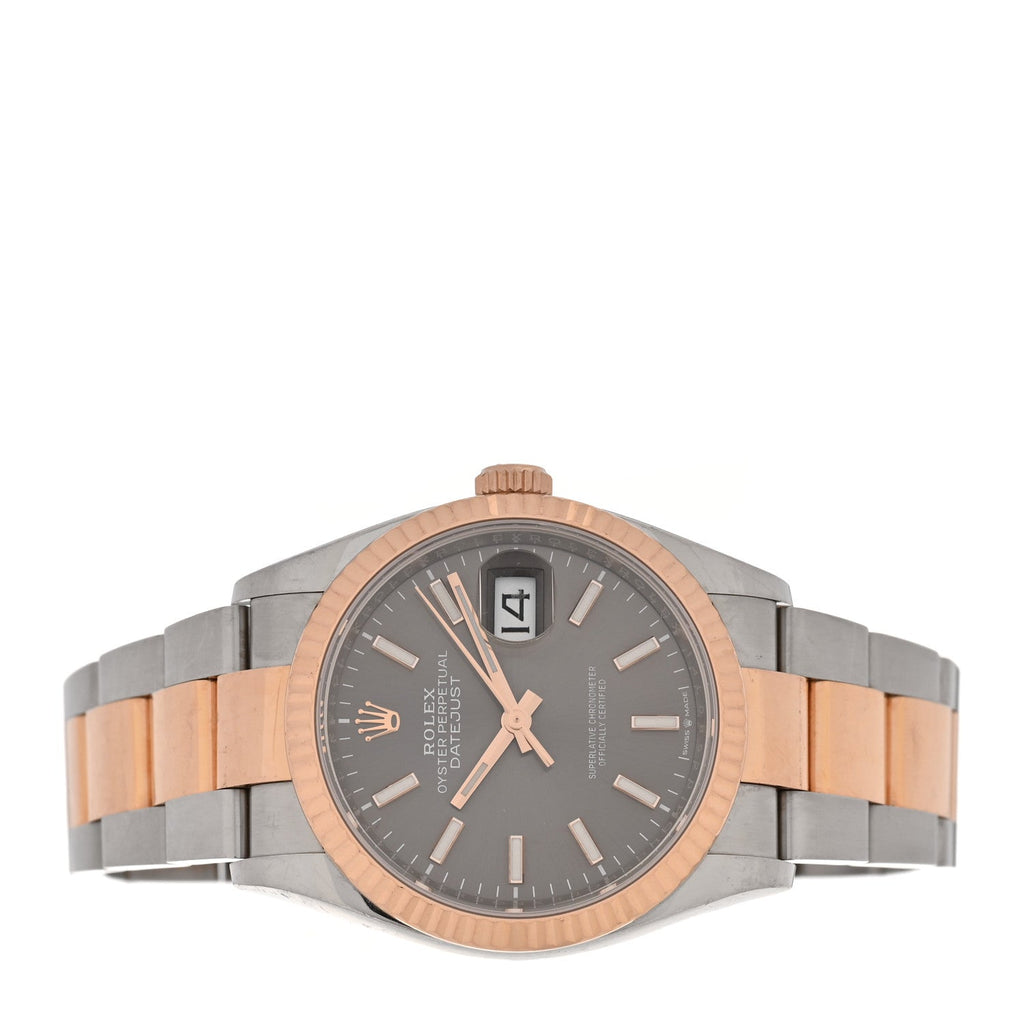 Stainless Steel 18K Everose Gold 36mm Oyster Perpetual Datejust Watch Slate 126231