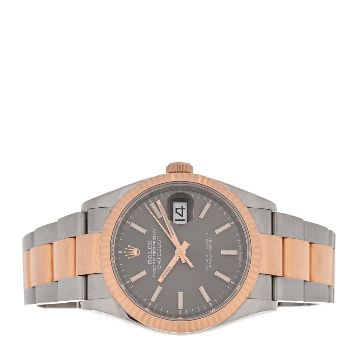 Stainless Steel 18K Everose Gold 36mm Oyster Perpetual Datejust Watch Slate 126231