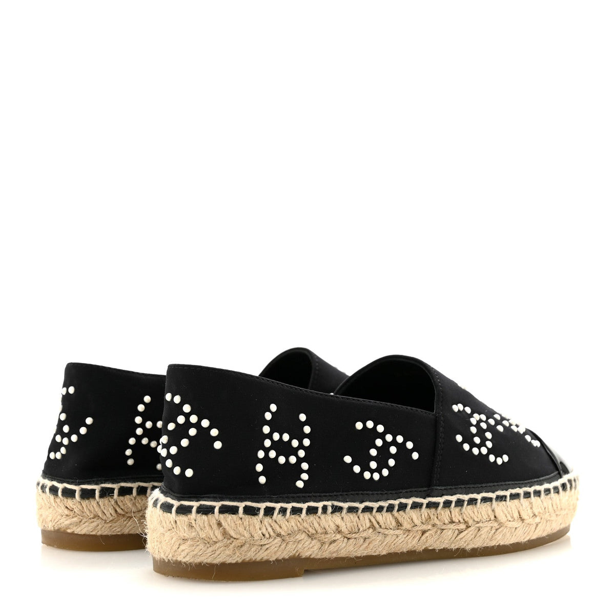 Neoprene Patent Calfskin Pearl CC Espadrilles 35 Black White