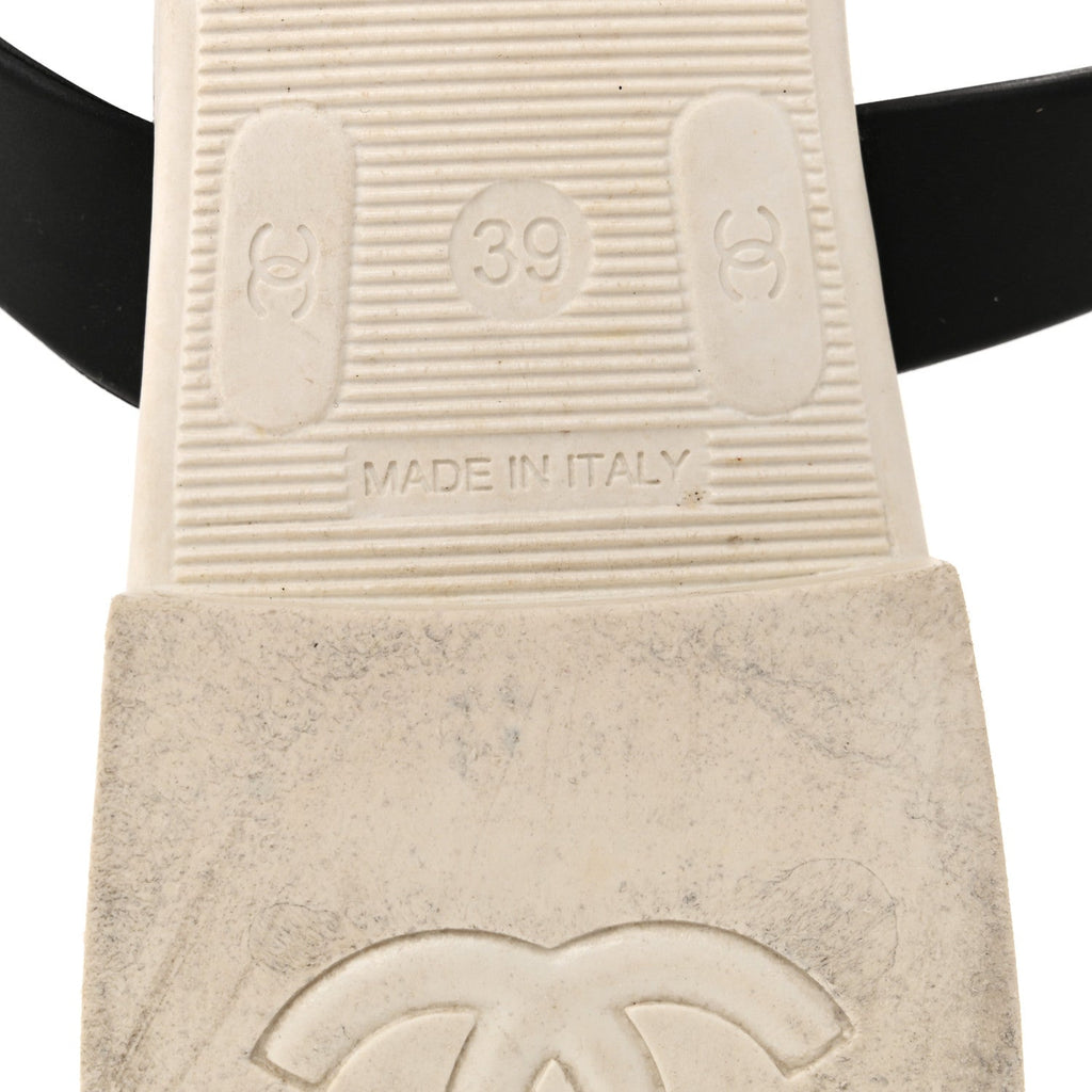 Jelly Quilted Camellia Thong Sandals 39 White Black
