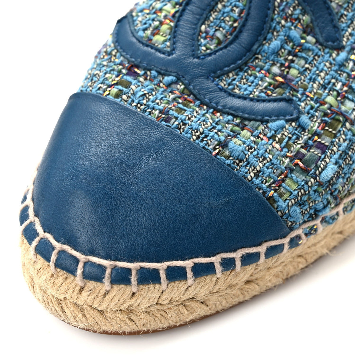 Tweed Lambskin CC Espadrilles 38 Blue