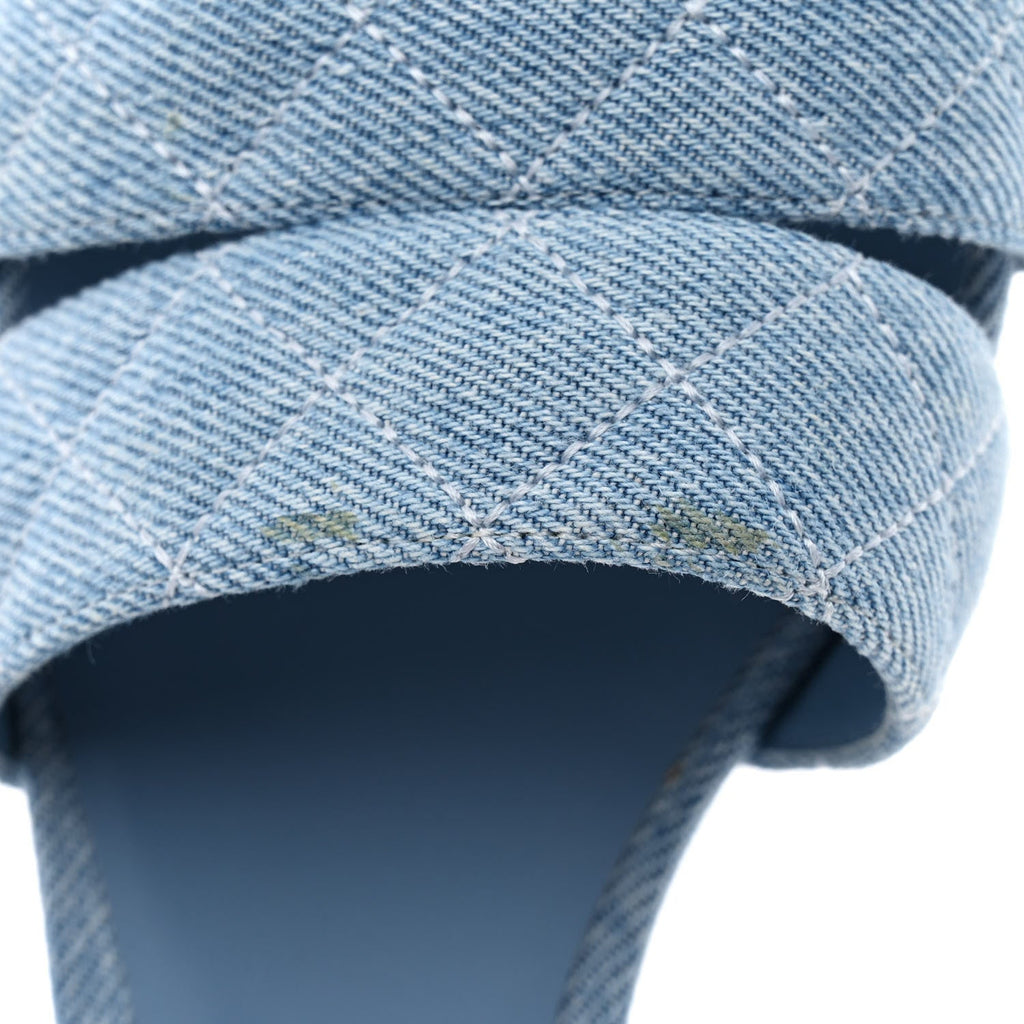Denim Quilted Mules 38 Blue