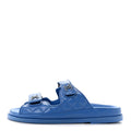 Lambskin Quilted Velcro Dad Chain CC Slide Sandals 39 Blue