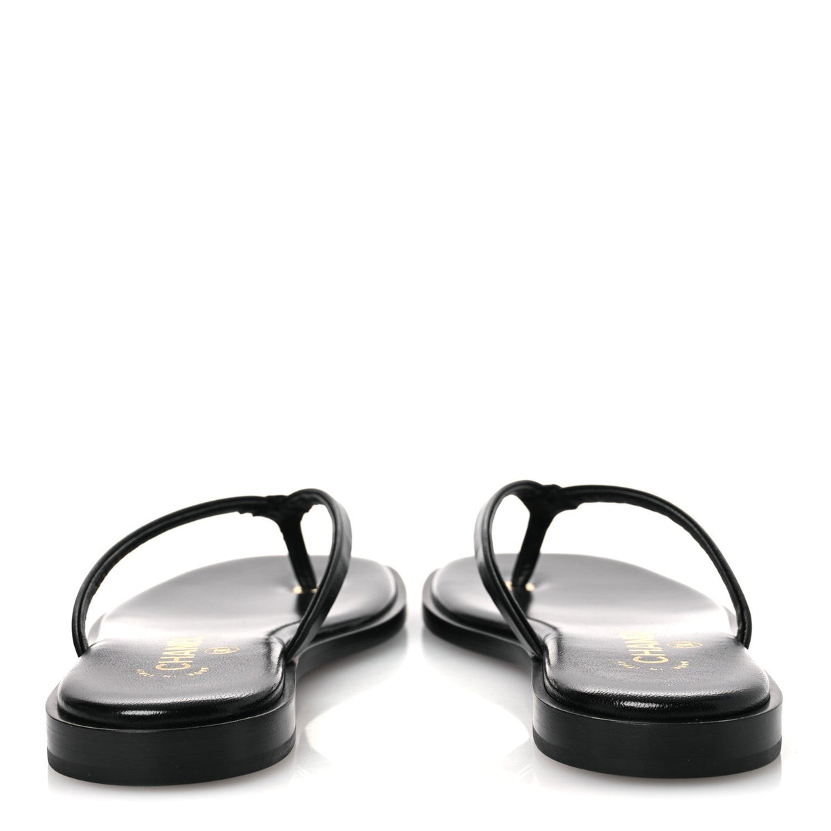 Goatskin CC Times Square Thong Sandals 38 Black