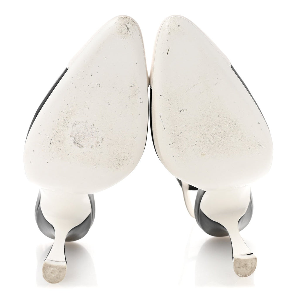 Lambskin Slingback Pumps 39.5 Black White