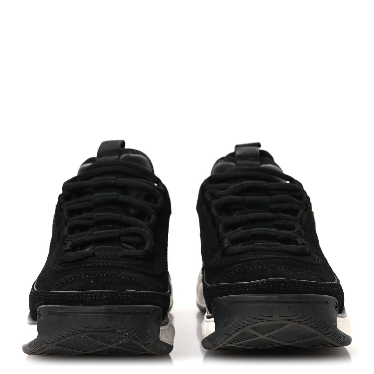 Suede Calfskin Nylon Grosgrain CC Sneakers 36 Black