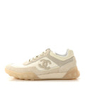 Mixed Fibers Suede Calfskin Womens CC Sneakers 37.5 Ivory