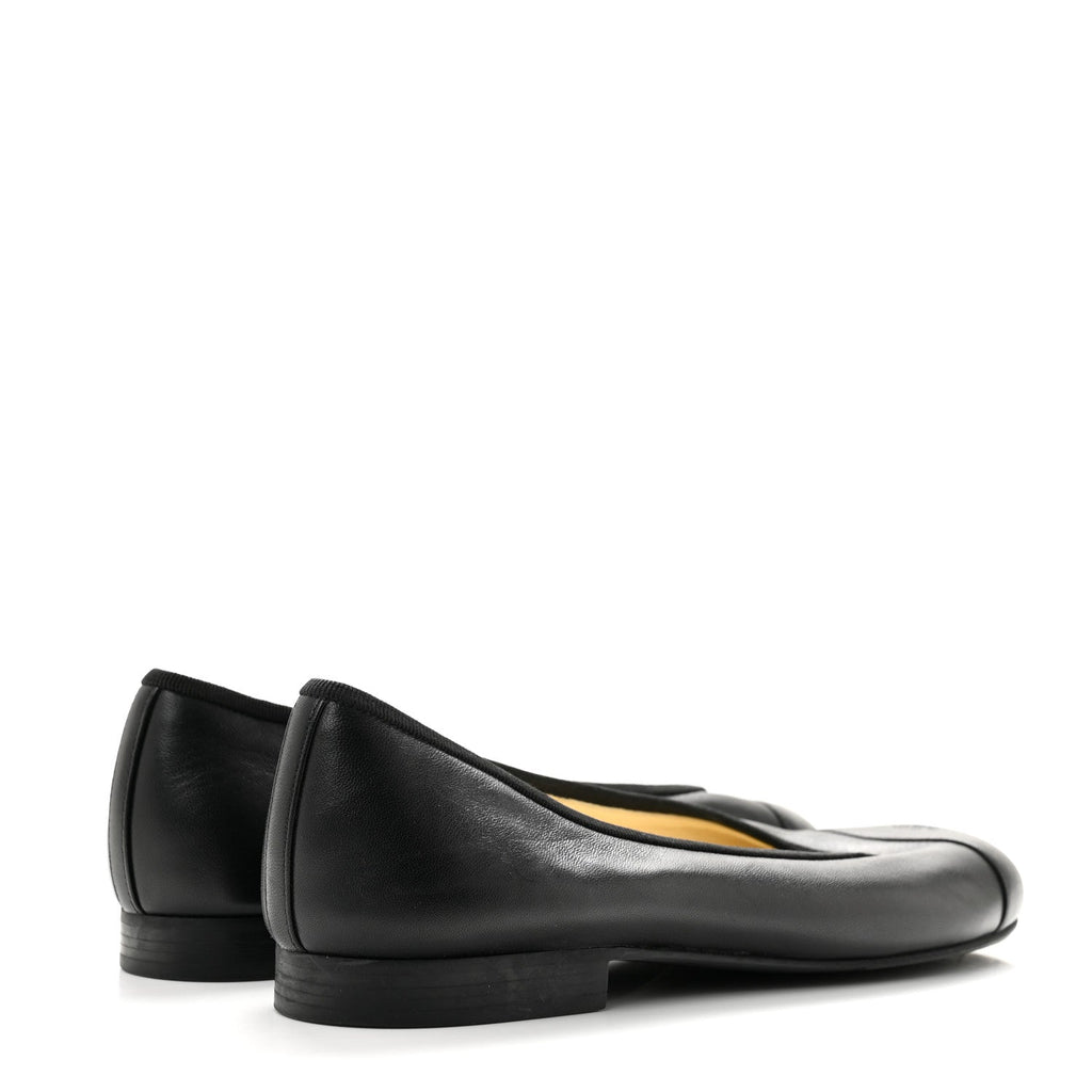 Lambskin Cap Toe CC Uniform Ballerina Flats 39 Black