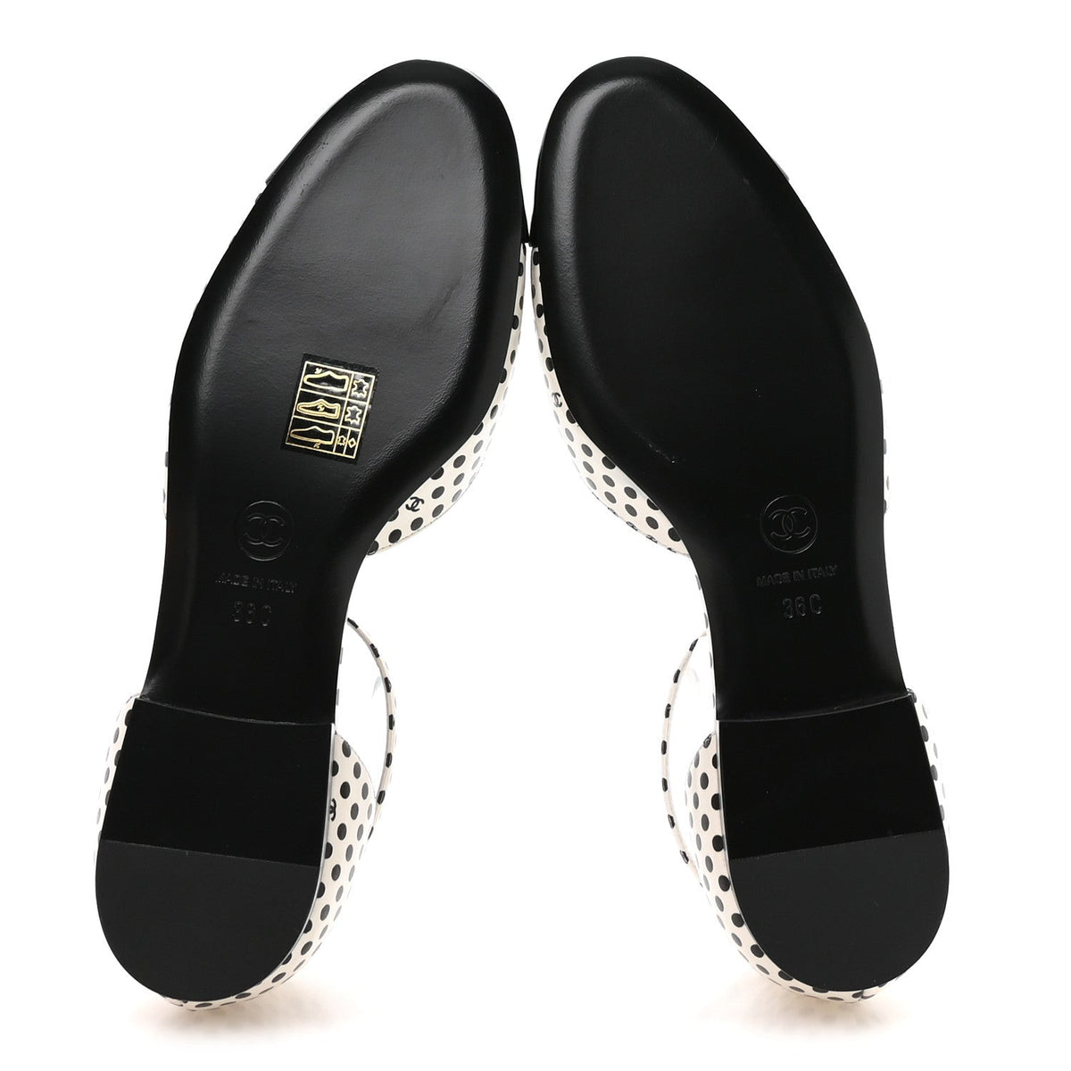 Calfskin Printed Patent Cap Toe Polka Dot Camellia Mary Jane Flats 36 White Black